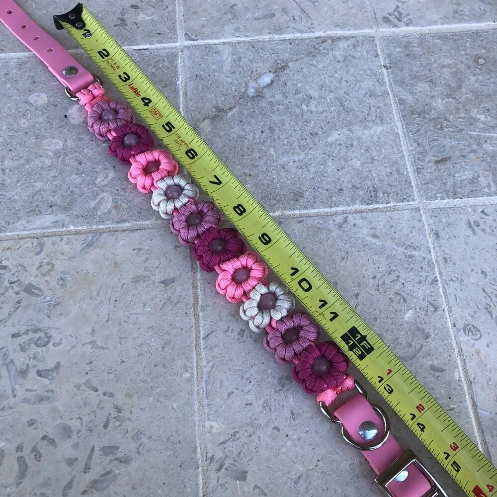 Pink Flower Dog Collar ~ Adjustable 15